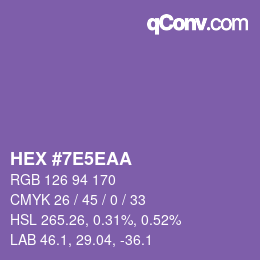 カラーコード: HEX #7E5EAA | qconv.com
