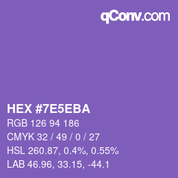 カラーコード: HEX #7E5EBA | qconv.com