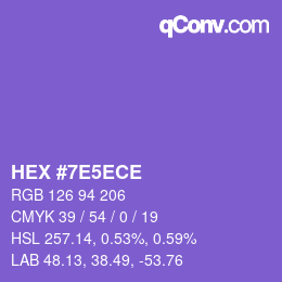 カラーコード: HEX #7E5ECE | qconv.com