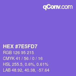 カラーコード: HEX #7E5FD7 | qconv.com