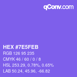 Color code: HEX #7E5FEB | qconv.com