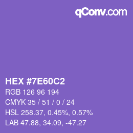 カラーコード: HEX #7E60C2 | qconv.com