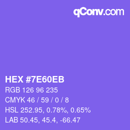 Color code: HEX #7E60EB | qconv.com