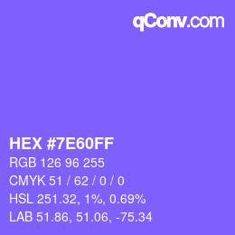 Color code: HEX #7E60FF | qconv.com