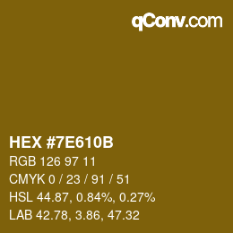 Color code: HEX #7E610B | qconv.com