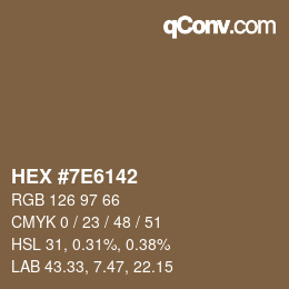 Color code: HEX #7E6142 | qconv.com