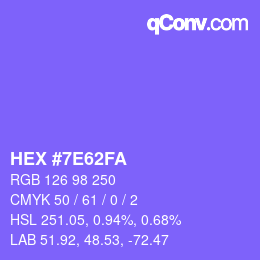 Color code: HEX #7E62FA | qconv.com