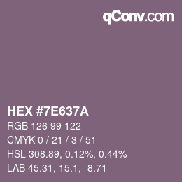 Color code: HEX #7E637A | qconv.com