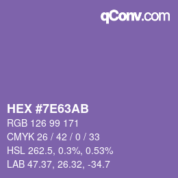 Color code: HEX #7E63AB | qconv.com