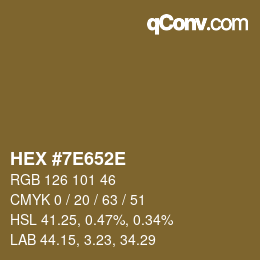 Color code: HEX #7E652E | qconv.com