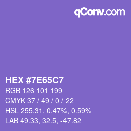 Color code: HEX #7E65C7 | qconv.com