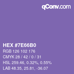 Color code: HEX #7E66B0 | qconv.com