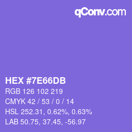 Color code: HEX #7E66DB | qconv.com