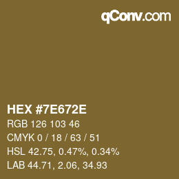Color code: HEX #7E672E | qconv.com