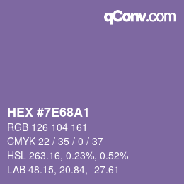 カラーコード: HEX #7E68A1 | qconv.com