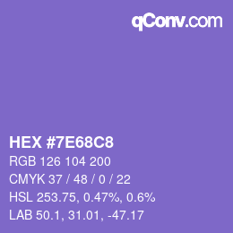 Color code: HEX #7E68C8 | qconv.com