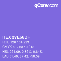 Color code: HEX #7E68DF | qconv.com