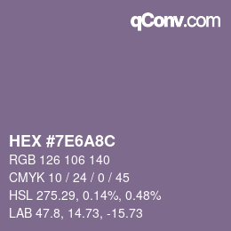 カラーコード: HEX #7E6A8C | qconv.com