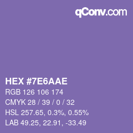 Color code: HEX #7E6AAE | qconv.com