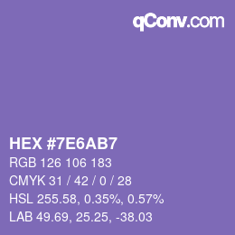 カラーコード: HEX #7E6AB7 | qconv.com