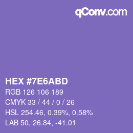 Color code: HEX #7E6ABD | qconv.com