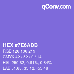 Color code: HEX #7E6ADB | qconv.com