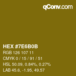 Color code: HEX #7E6B0B | qconv.com