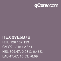 Color code: HEX #7E6B7B | qconv.com