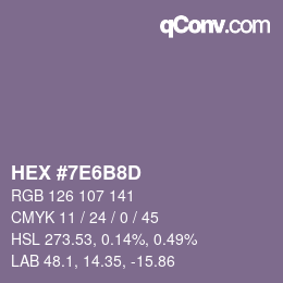 Color code: HEX #7E6B8D | qconv.com