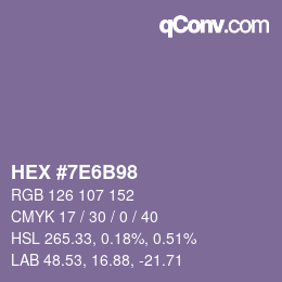 Color code: HEX #7E6B98 | qconv.com