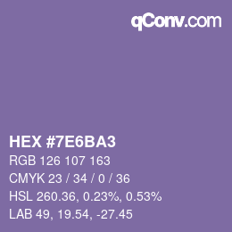 カラーコード: HEX #7E6BA3 | qconv.com