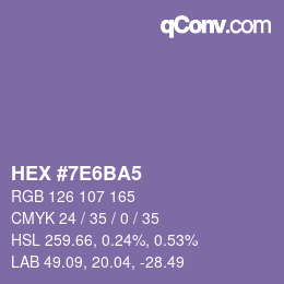 Color code: HEX #7E6BA5 | qconv.com