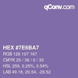 カラーコード: HEX #7E6BA7 | qconv.com