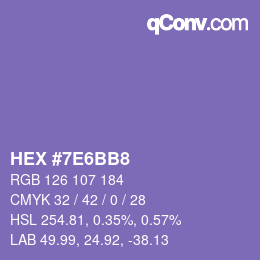 Farbcode: HEX #7E6BB8 | qconv.com