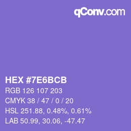 Color code: HEX #7E6BCB | qconv.com