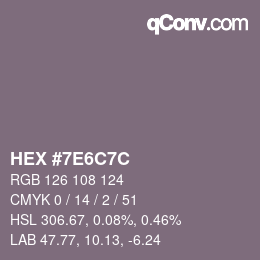 Color code: HEX #7E6C7C | qconv.com