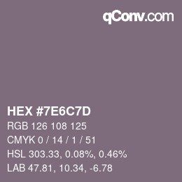 Color code: HEX #7E6C7D | qconv.com