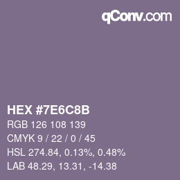 Color code: HEX #7E6C8B | qconv.com