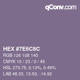 Color code: HEX #7E6C8C | qconv.com