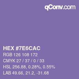 カラーコード: HEX #7E6CAC | qconv.com
