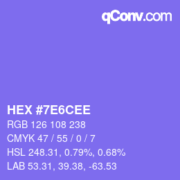 Color code: HEX #7E6CEE | qconv.com