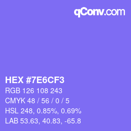 Color code: HEX #7E6CF3 | qconv.com