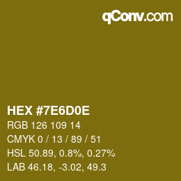 Color code: HEX #7E6D0E | qconv.com