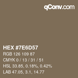 Color code: HEX #7E6D57 | qconv.com