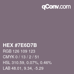 カラーコード: HEX #7E6D7B | qconv.com