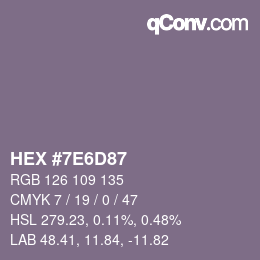 Color code: HEX #7E6D87 | qconv.com