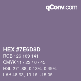 Color code: HEX #7E6D8D | qconv.com