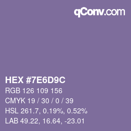 Color code: HEX #7E6D9C | qconv.com