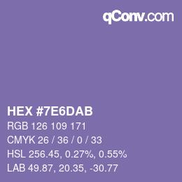 Farbcode: HEX #7E6DAB | qconv.com