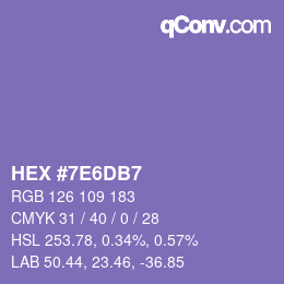 颜色代码: HEX #7E6DB7 | qconv.com